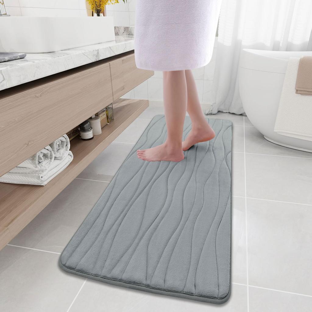 Olanly Memory Foam Mats For Bathroom Highly Absorbent Non-slip Bath Rugs Super Soft Comfort Carpet Machine Washable Shower Mats