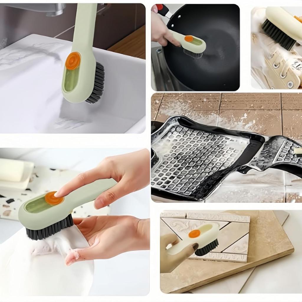 Multifunctional Liquid Dispensing Shoe Brush One Hand Press Cleaner for Sneakers Boots Household Laundry Scrubbing Tool