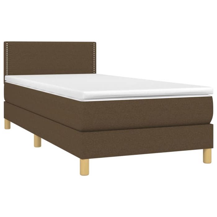 3140500 vidaXL Lit à sommier tapissier avec matelas Marron foncé 90x190 cm