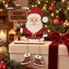 Festive Indoor Room Ornaments Christmas Gnome Wooden Ornament, 2D Tomte Santa Figurine with Hanging Boots, Tree Holiday Shelf Sitter for Mantel