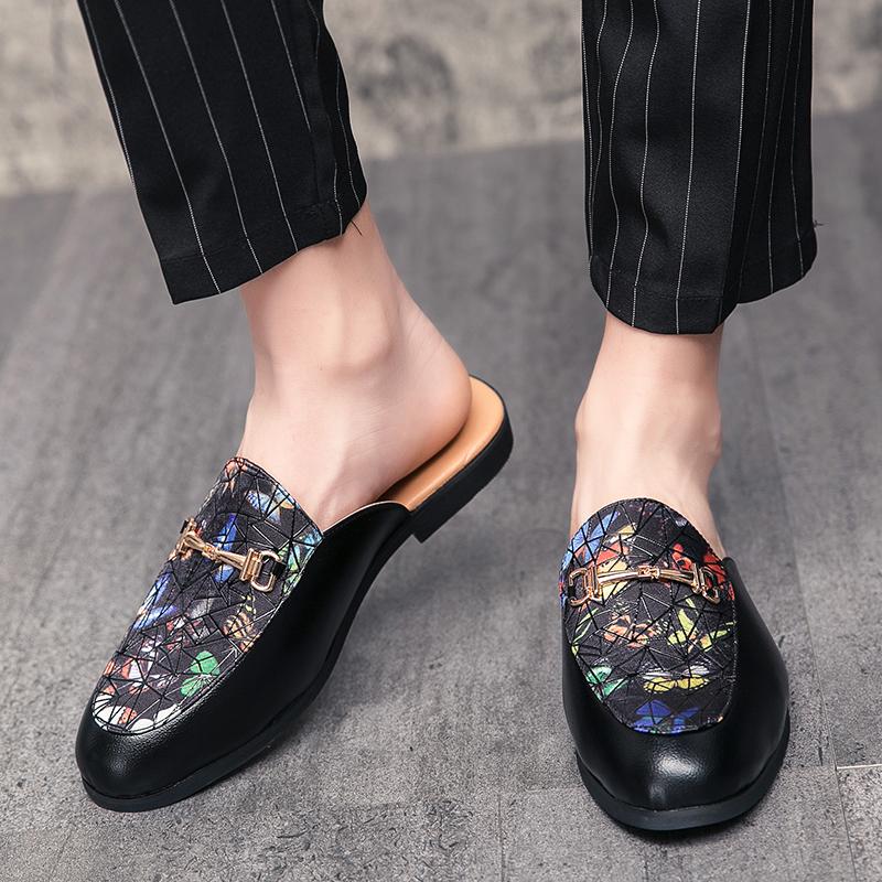 Mules Men Semi-Drag Casual Shoes Backless Dress Shoes Loafers Slippers 2025 Summer Half Shoes for Men Party Flats Male Slides