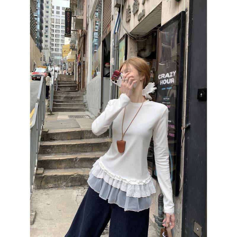 Elegant Korean-Style Long-Sleeve Ballet T-Shirt for Women