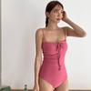 New summer fashion one-piece solid color simple triangle sexy back cover belly and thin hot spring swimsuit