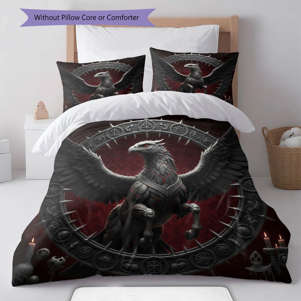 Pościel z wzorem Hipogryfa Zestaw Kołdra Poszewka na Kołdrę Poszewka na Poduszkę Dekoracja Domu Prezent Urodzinowy (1 * poszwa na kołdrę + 2 * poszewki na poduszki, bez rdzenia)