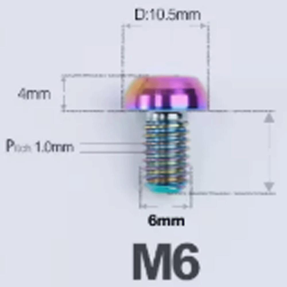 Multiple Color M6 P1mm X6/8/10/12/14/16/18/20/25/30/35mm GR5 TC4 Titanium Alloy Screw Bolt T30 Torx Mushroom Head For Bike
