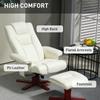 Faux Leather Manual Recliner and Footstool Set - Cream White