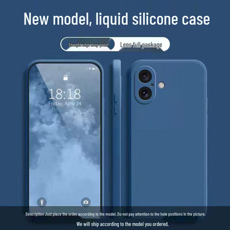 Liquid Silicone Drop Protection Case for Apple 16 Plus - Skin-Friendly, Full Coverage, Solid Color
