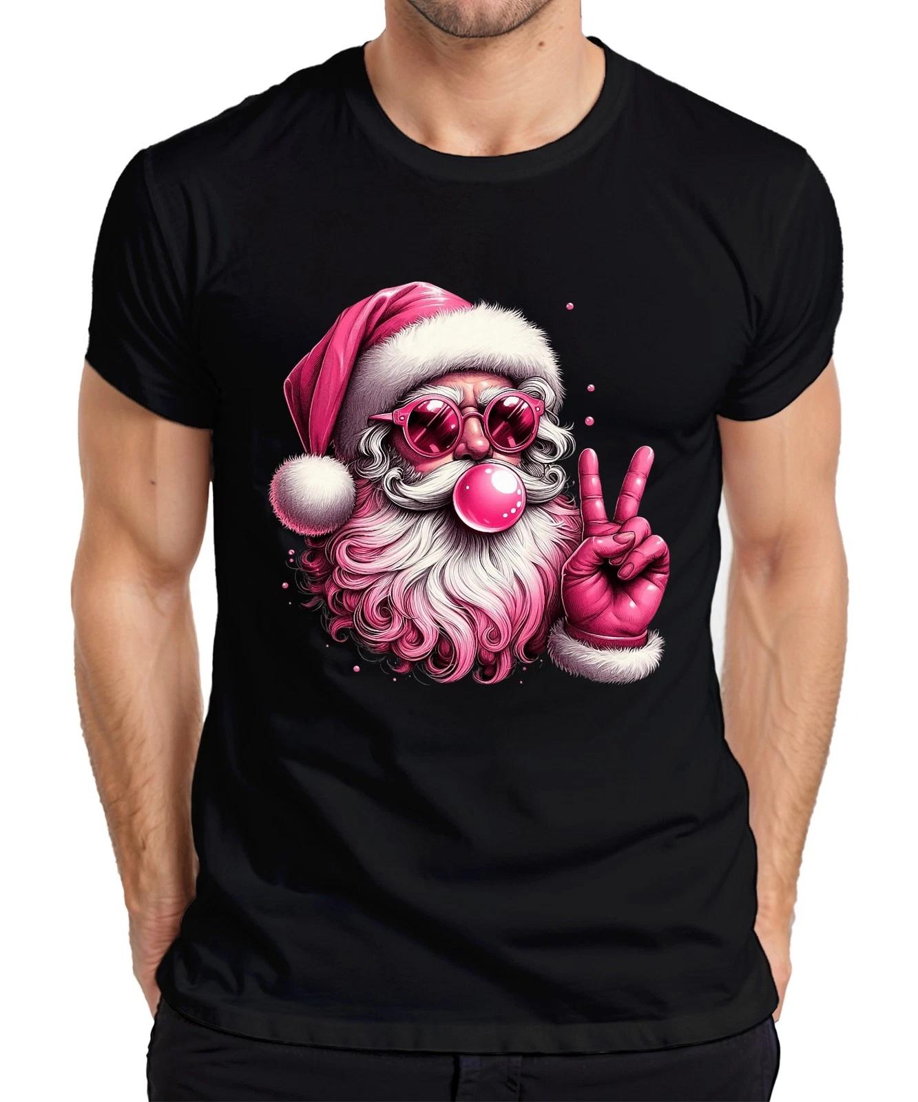 Hippie Weihnachtsmann mit Sonnenbrille und Kaugummi Peace Zeichen Herren T-Shirt XS