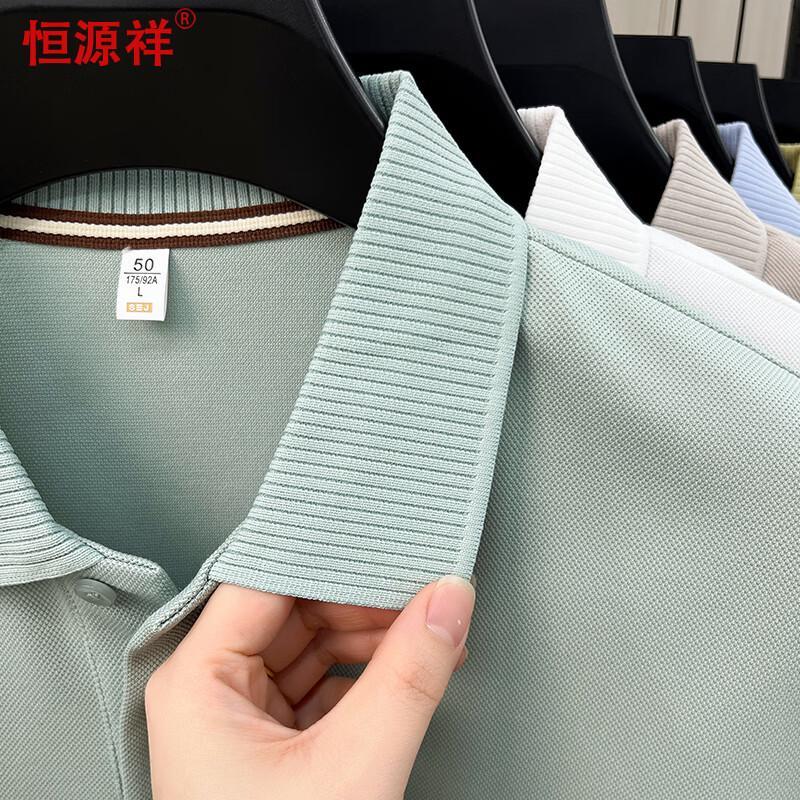 Hengyuanxiang Men's Cotton-Linen Blend Antibacterial Short Sleeve Polo Shirt