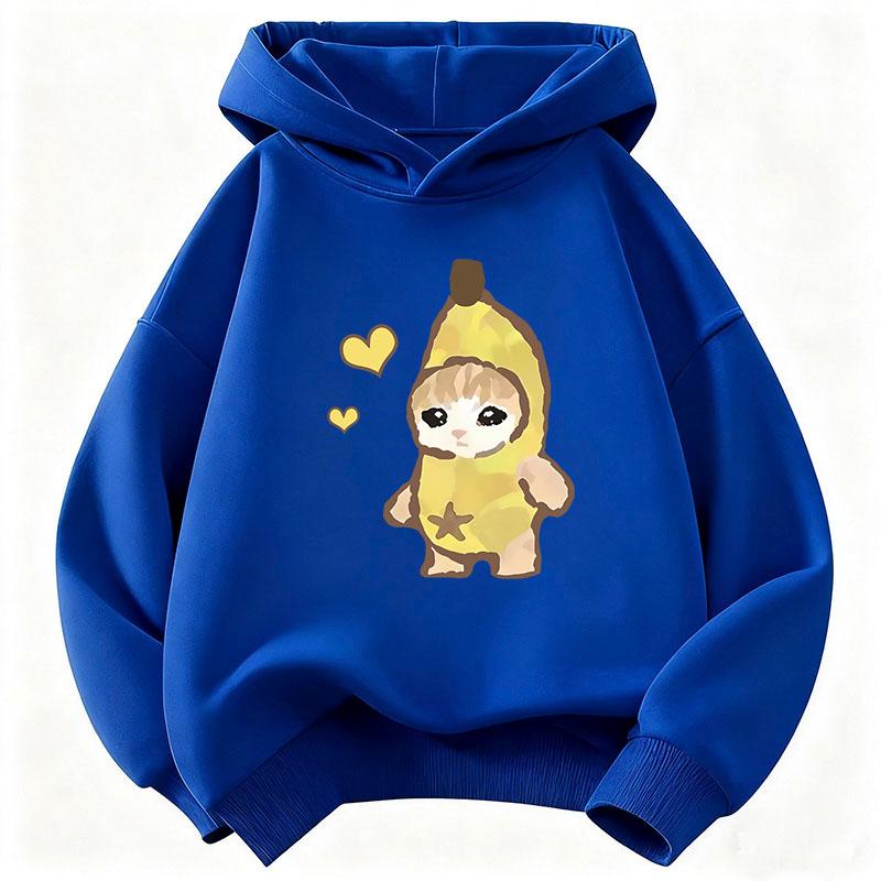 2026 New Funny Banana Cat Hoodie Kids Kawaii Cat Children's Sweatshirt Hoody for Boys Girls Casual Hoodies Hip Hop Clothes