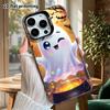 Phone Case: 2D Flat Design Suitable for iPhone 18 17 16 15 14 13 Pro, Colorful Silver Protective Case, Couple Style, Winking Ghost, Christmas and Hall