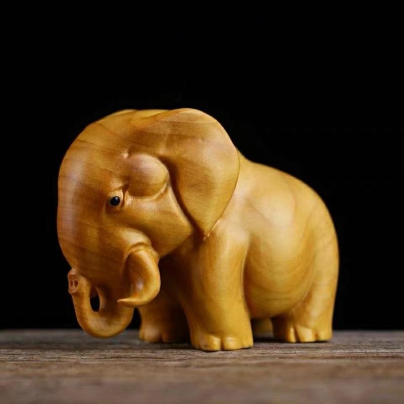1/3Pcsmanual Wood Carving Wooden Product Rhino Hippo Elephant Room Home Decor Car Ornaments Decoration Sculptures & Figurines