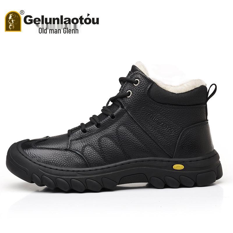 

Glenn Winter Fleece-Lined Men’s High-Top Leather Snow Boots - Warm, Non-Slip, Wear-Resistant Size 38 (240) чорний
