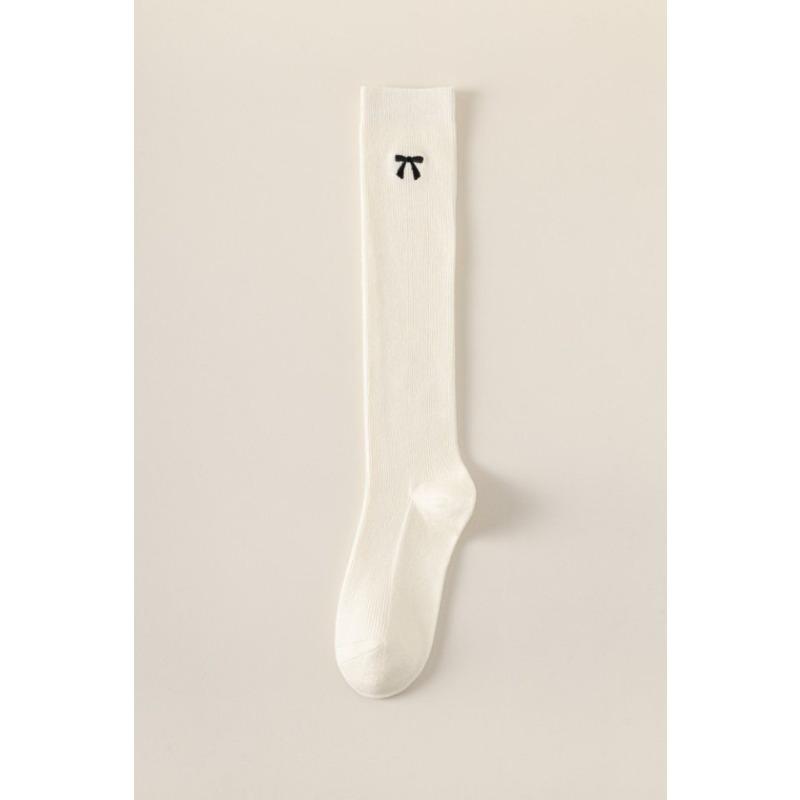 

Балетные Утягивающие Гольфы с Вышивкой в Виде Длинного Бантика, Длинные Носки из Чистого Хлопка 1 pair белый