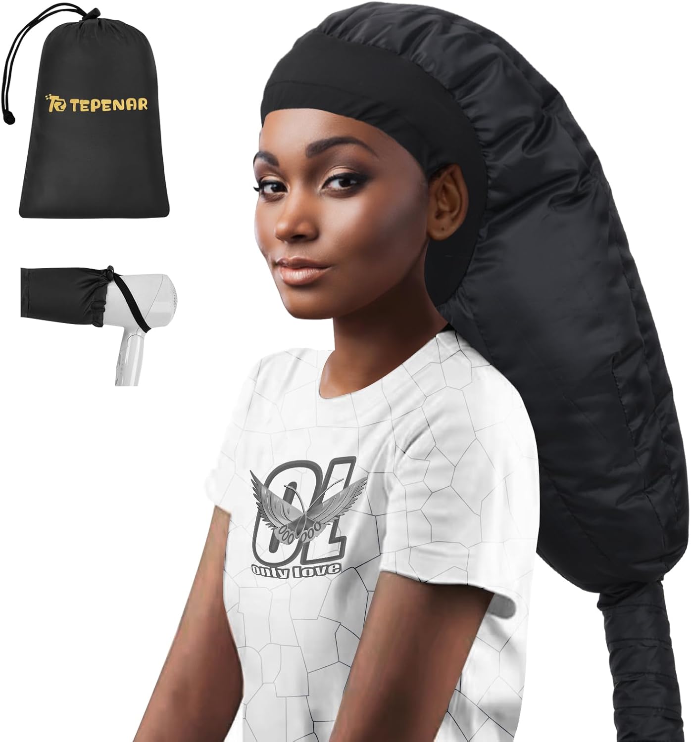 

Hair Dryer Bonnet Attachment: Upgraded Extra Large Hooded Dryer Adjustable Hair Dryer Caps - Easy to Use for Natural Curly Textu United States