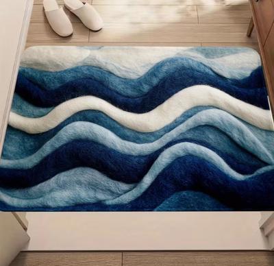 Felpudo Moderno para Puerta con Olas del Océano Adecuado para Dormitorio Sala de Estar Cocina del Hogar Decoración Interior Alfombra