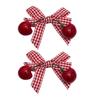 Pack of 2 Checked Bows Cherry Hair Clip with Metal Teeh Grip NonSlip Lovely Barrettes for Girls Women Everyday Wear