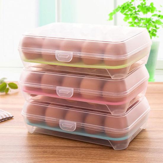 Refrigerator 15 Eggs Storage Box Holder Food Airtight Durable Container Case