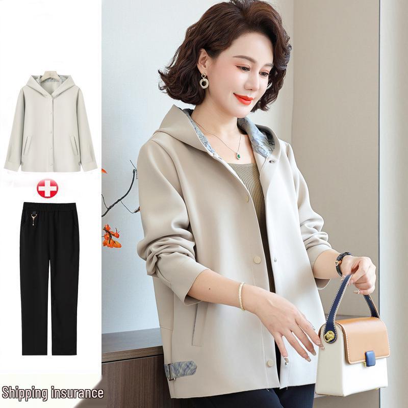 

Mom s Elegant 2025 Trench Coat: Stylish Spring & Autumn Jacket for Middle-Aged and Elderly Women s Fashion. 2XL [105-120 lbs]