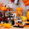 Halloween Wooden Tabletop Directional Sign Ghost Pumpkin Bat Freestanding Table Ornament Spooky Centerpiece Decor for Dining Table Party Holiday Gift