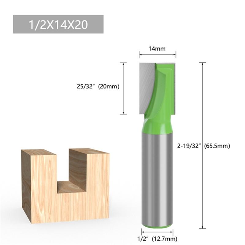 Langlebigkeit Stahlspitzen-Bodenreinigungsfräser für effiziente Holzbearbeitungsaufgaben mit 1/2-Zoll-Schaft und grünen Oberflächen
