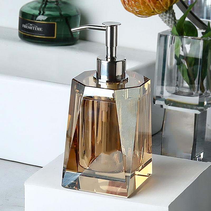 Glass Lotion Bottle Clear Crystal Bathroom Set Wash Supplies Toothbrush Holder Cup Soap Box Shampoo Bottle Soap Dispenser Set