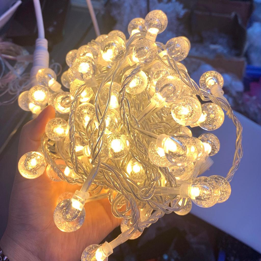 Frosted Bubble Ball, Star, and Cherry Blossom String Lights for Outdoor Camping Tent Decor