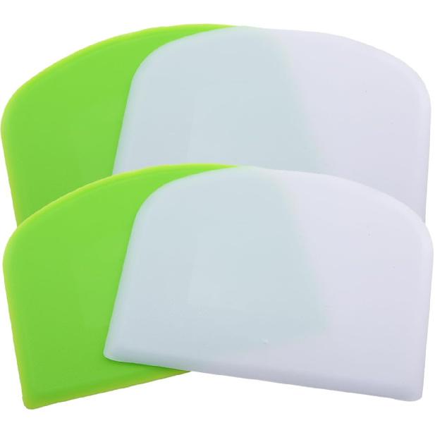 4PCS 4.5x3.5inch Green and White Benchtop Scraper Kitchen Baking Pastry Dough Cutting Gadget Ladder Multifunctional Scraper Food Scraper