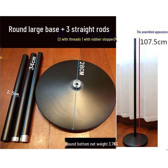 Large Round Base Floor Lamp with Metal Pole and Moxibustion Stand