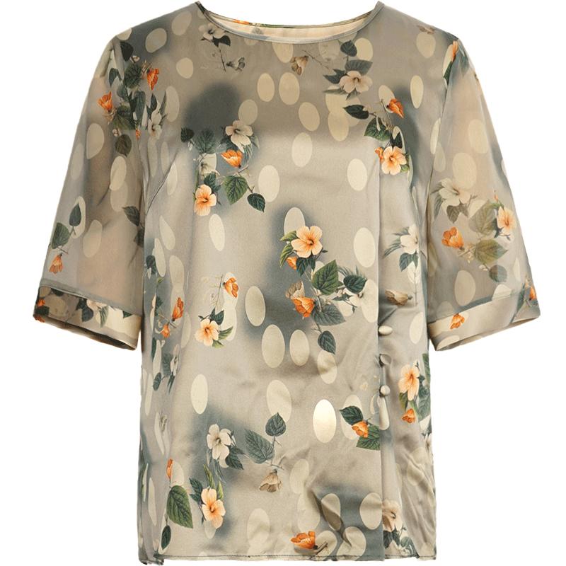 XUEXI Women s Summer Mulberry Silk T-Shirt 2XL