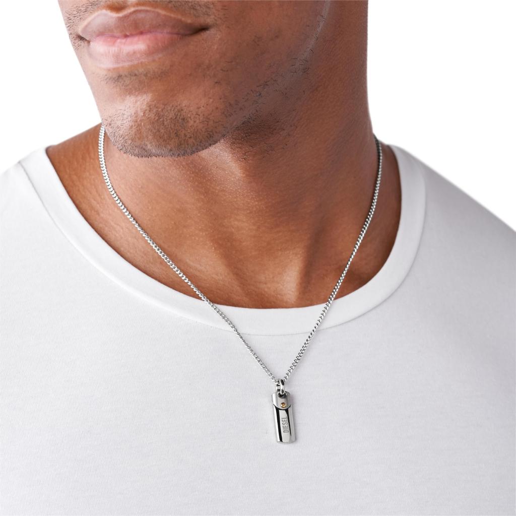 DIESEL Stainless Steel Pendant One Stainless No Silver Logo DX1116040 All-Gender Necklace, Size, Steel, Gemstones, Pendant/Gold