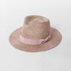 Natural grass woven wide brimmed jazz hat with bow and ribbon for sun protection and sunshade grass hat