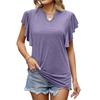 Summer Top for Women Falre Sleeve Loose Solid Color Tees U-neck Short Sleeve T-shirt