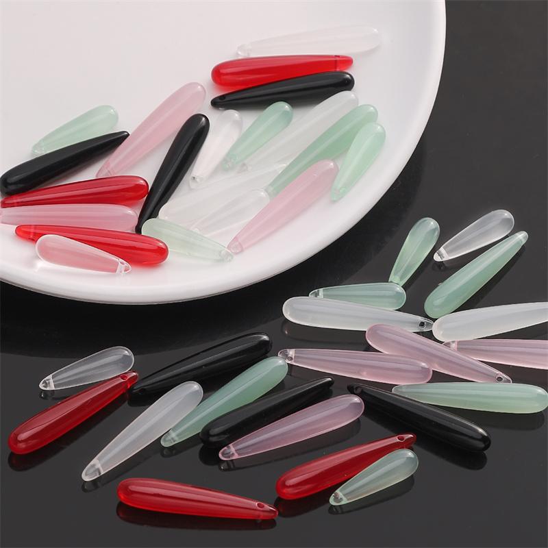 5Pcs/pack Long Water Drop Beads Charm Resin Imitation Jade Water Drop Pendant Jewelry Pendant DIY Necklace Accessories