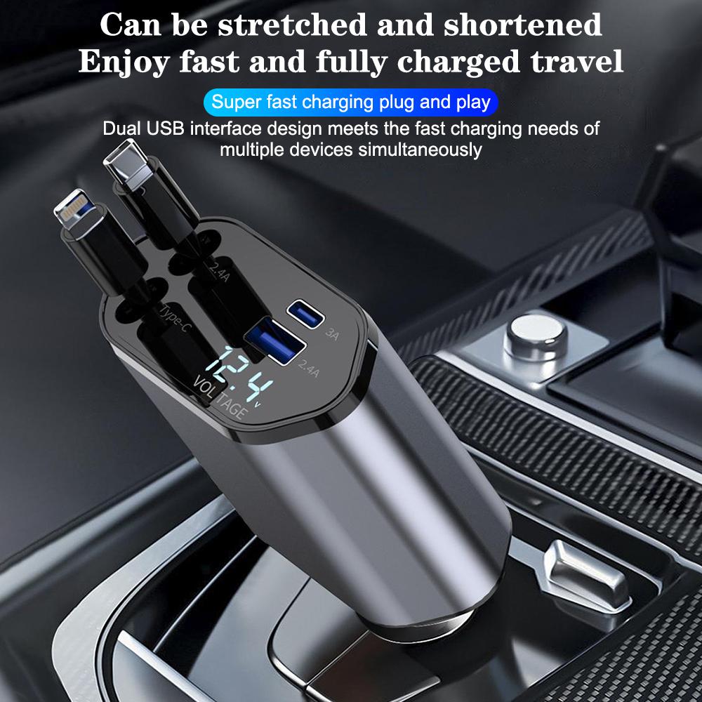 4 Port  Charging Socket Car Accessories Scalable 3.0 Car Charger Adapter Quick For Phone IPad Volt Display 120W