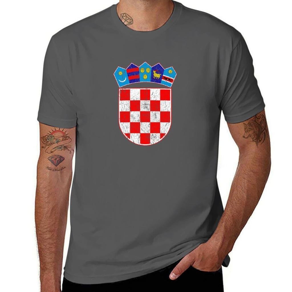 Vintage Croatia Croatian Flag Hrvatska Sahovnica Tshirt Stylish Graphic Short Sleeve Top