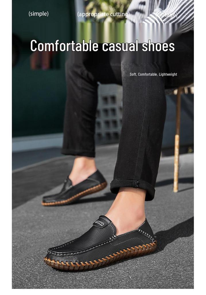 2026 Summer Men's Handmade Leather Slip-On Casual Driving Shoes (Large Size)