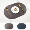 Nordic Double-Sided Faux Cowhide PVC Leather Placemat Waterproof Oil-Resistant Oval Heat-Resistant Table Mat for Home and Hotel
