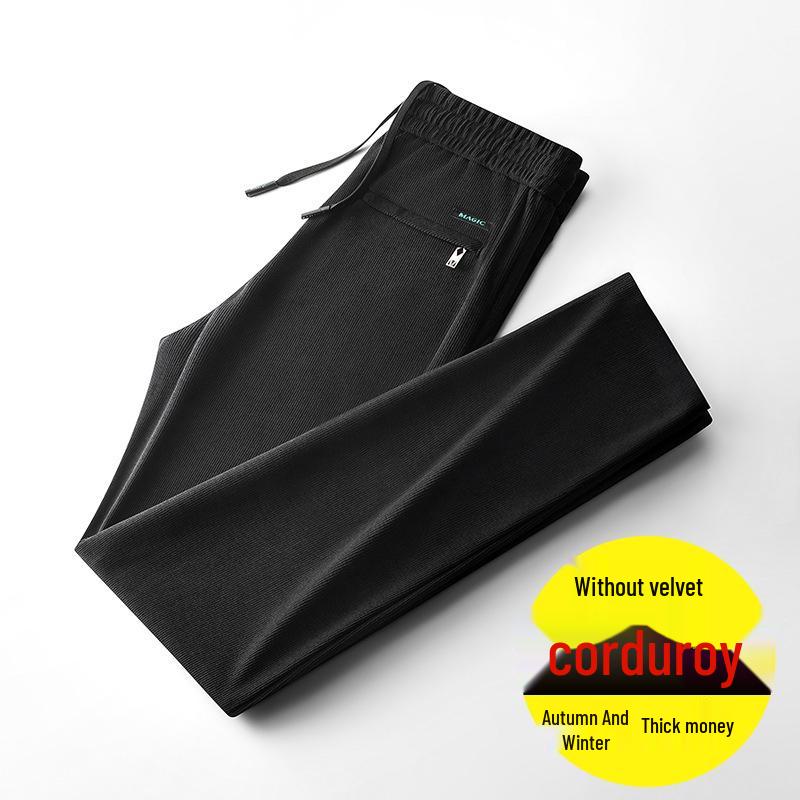 

Men s Fleece-Lined Corduroy Pants - Elastic, Loose-Fit, Straight-Leg for Fall & Winter 5XL
