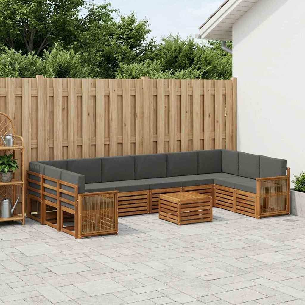 Outdoor Sofa Set with Cushions 8 Pcs Natural and Anthracite