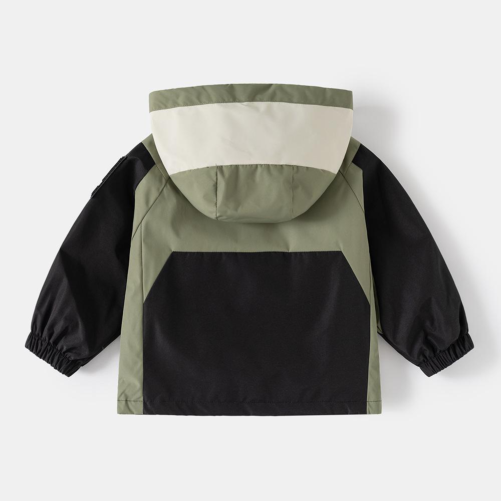 Spring and Autumn Colorblocking Boys Jacket Hooded Windbreaker Coat Children Clothes Kids Casual Zipper Outewear Top