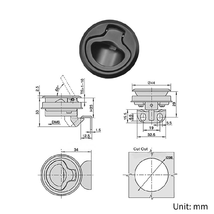 Flush Pull Hatch Slam Latch for Yacht Camper- Cabinet-Hardware Door Pull Latch