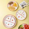 Simple Grid Plate Home Breakfast Plate Children's Ceramic Cartoon Plates Quantitative Weight Loss Three Grid Divided Rice Plates