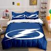 Blue Bedding Set with White Lightning Bolt Print Bedding Set Duvet Cover Pillowcases (1* Duvet Cover 2* Pillowcases Do Not Include Comforter)