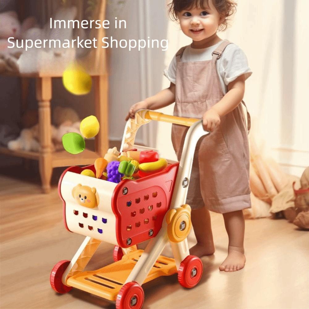 Mini Size Kitchen Playset Food Vegetables Supermarket Toy Shopping Cart Toy Learning Activity
