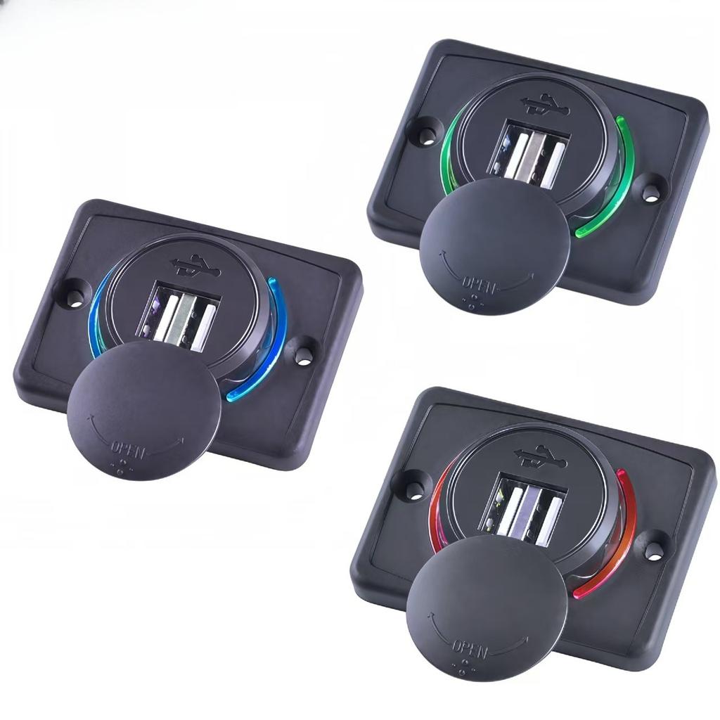 Waterproof Dual USB Charger Socket 3.1A Power Outlet Panel For Car Motorcycle Boat RV Wheelchair Vehicle Charging Parts