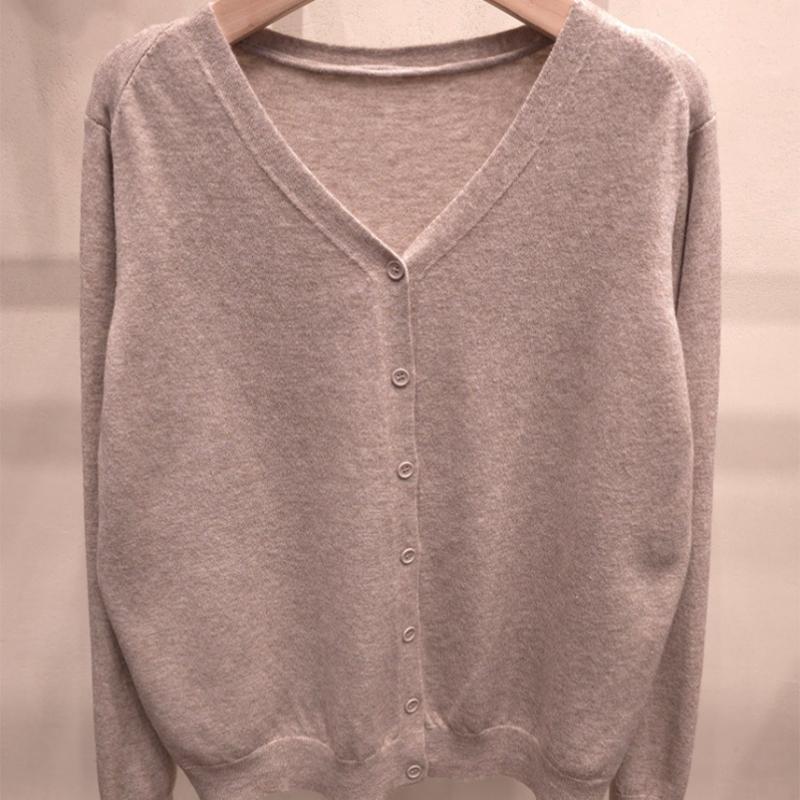 [Shop  ] Women S V Neck Plain baSic Spring Knit Cardigan 21dS Wcd 5166 Gray