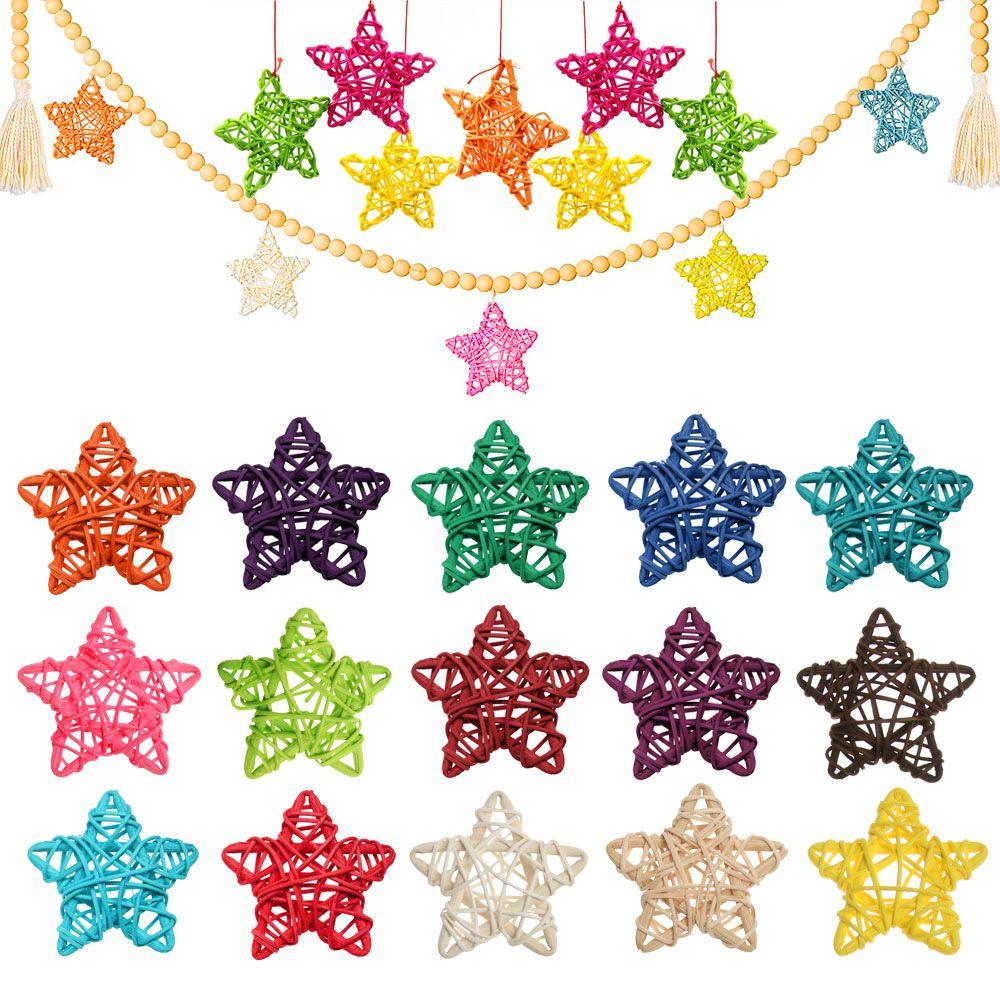 10PCS New Year Festival Ornaments Wedding Party Home Decor Pentagram Shape ArtifIcial Rattan Star Sepak Takraw Christmas Gift