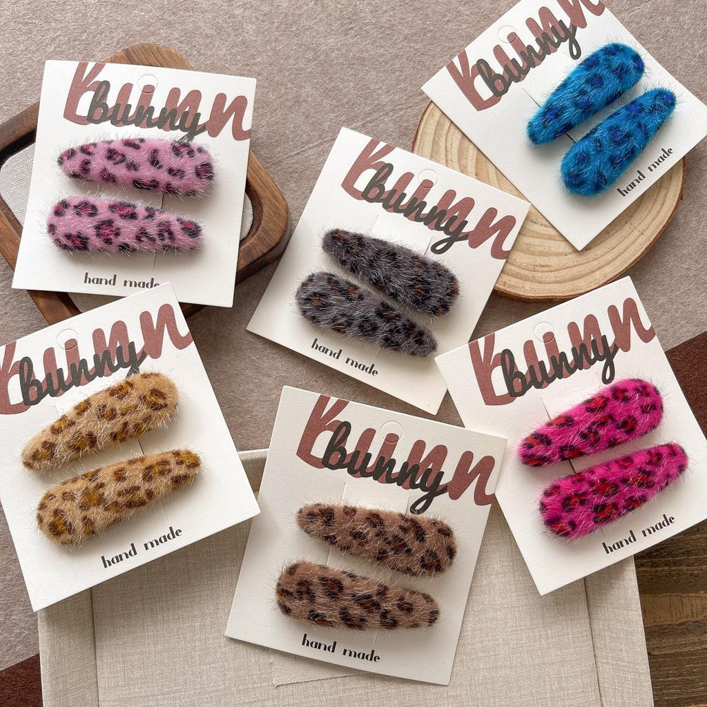 2 Τεμάχια Γλυκό Δροσερό Βελούδινο Λεοπάρ Παιδικό BB Κλιπ Κορεάτικο Χαριτωμένο για Μικρά Κορίτσια Ατακτες Τρίχες Φράντζες Πιάστρα Αξεσουάρ Styling Μαλλιών