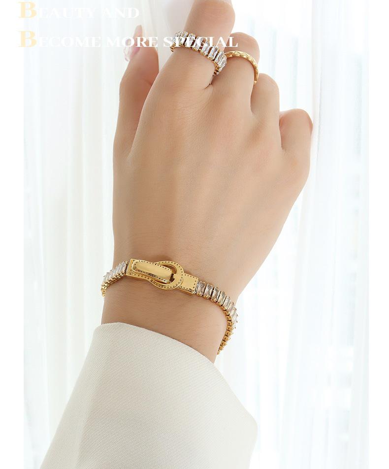 Light Luxury Seven-Color Zircon Gold-Plated Magnetic Bracelet with Titanium Steel Double-Sided Closure